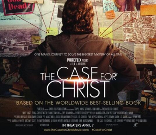 Movie : The Case for Christ (2017) His wife Leslie's (Erika Christensen) newfound faith in Christ compels Lee to utilize his journalistic and legal training to try and disprove the claims of Christianity, pitting his resolute atheism against her growing faith.