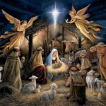 This picture is show the birth of Jesus and and wise men who to worship Jesus